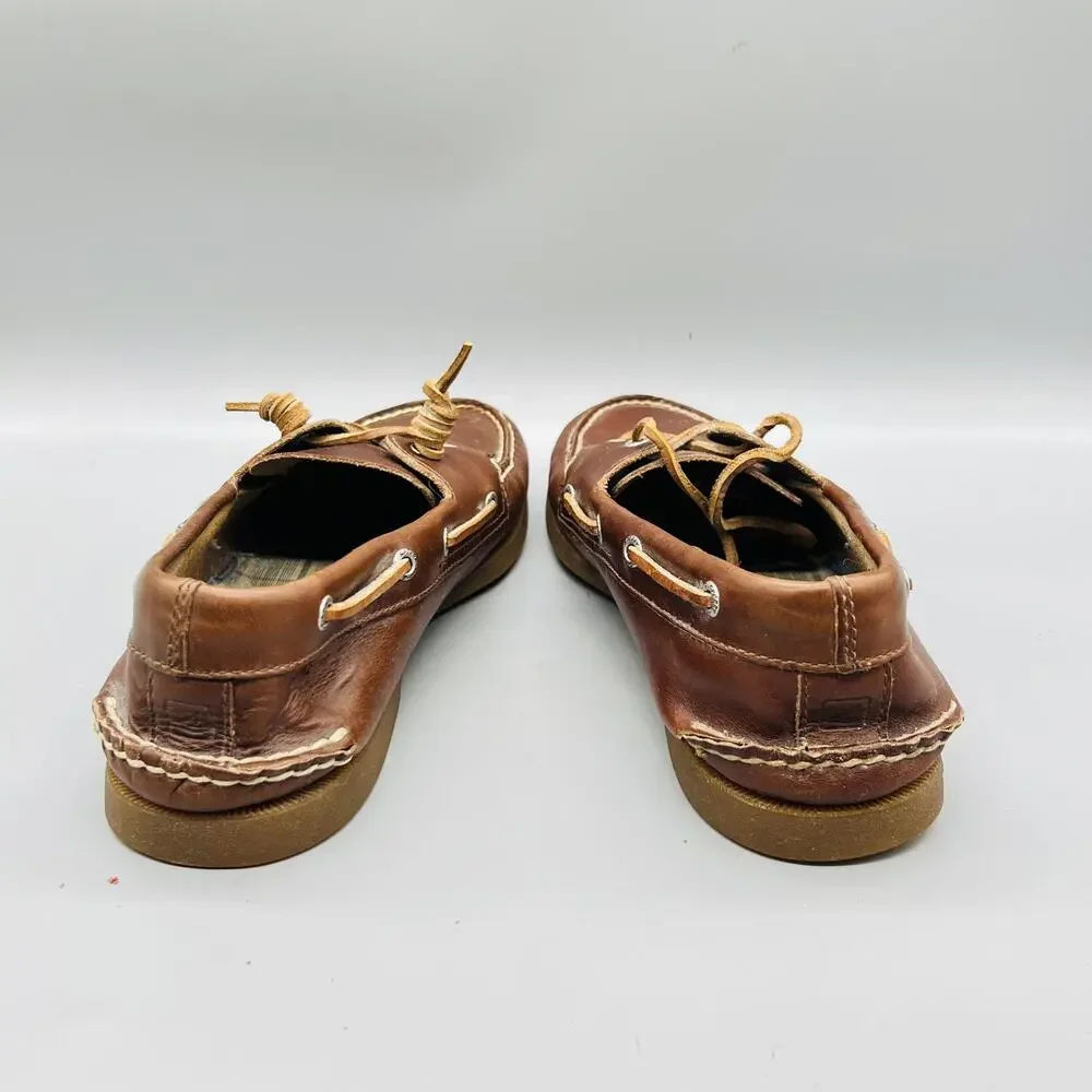 Sperry Shoes Mens 11 Brown Leather Top Sider Boat Deck Moc Toe Casual Comfort
